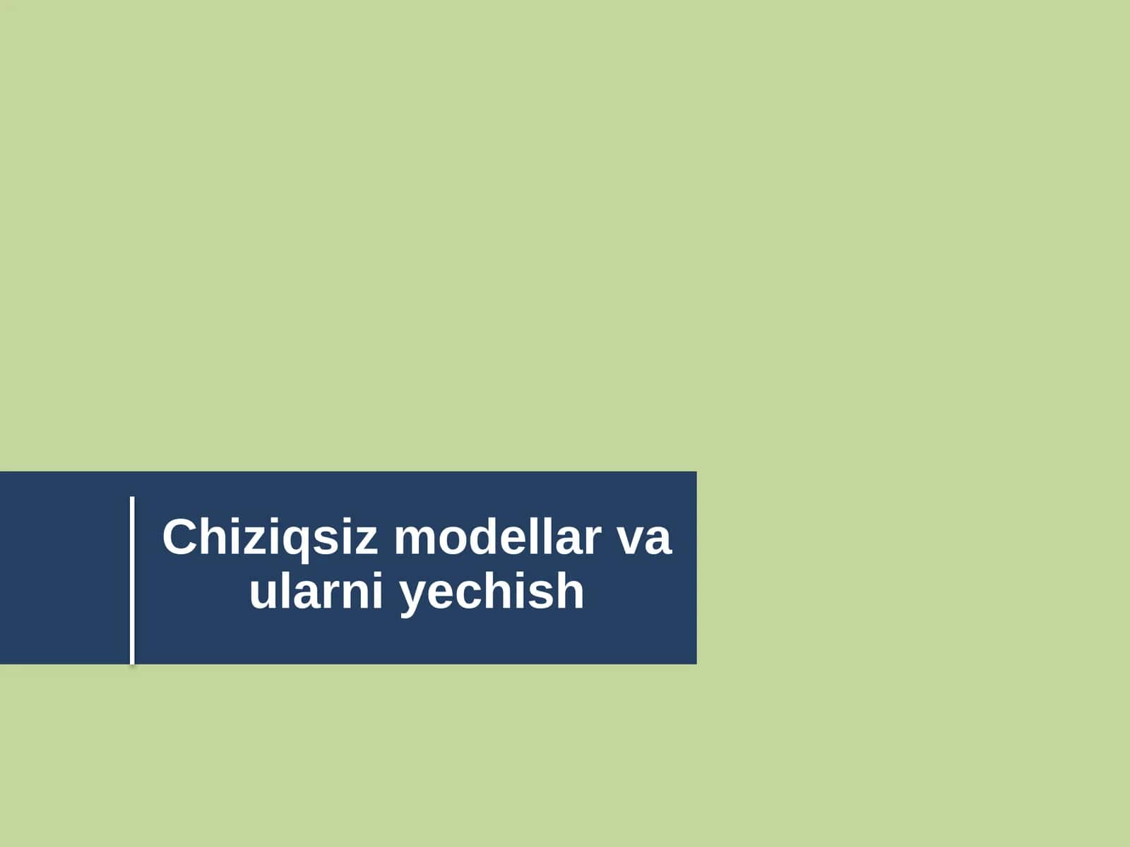 Chiziqsiz modellar va ularni yechish