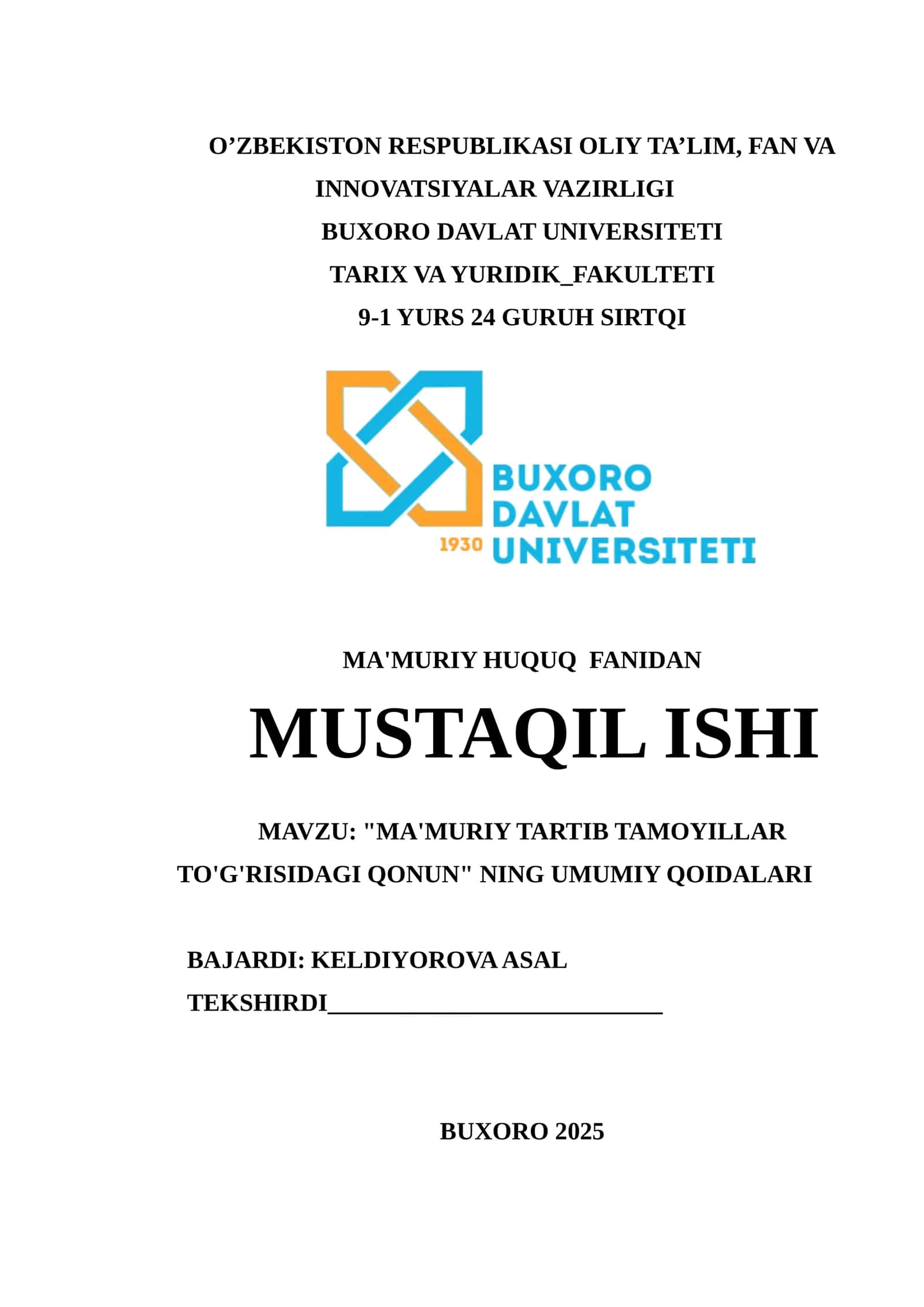"MA'MURIY TARTIB TAMOYILLAR TO'G'RISIDAGI QONUN" NING UMUMIY QOIDALARI