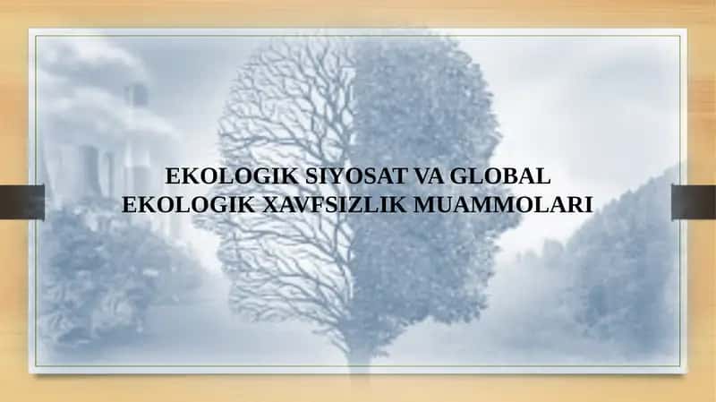 EKOLOGIK SIYOSAT VA GLOBAL EKOLOGIK XAVFSIZLIK MUAMMOLARI