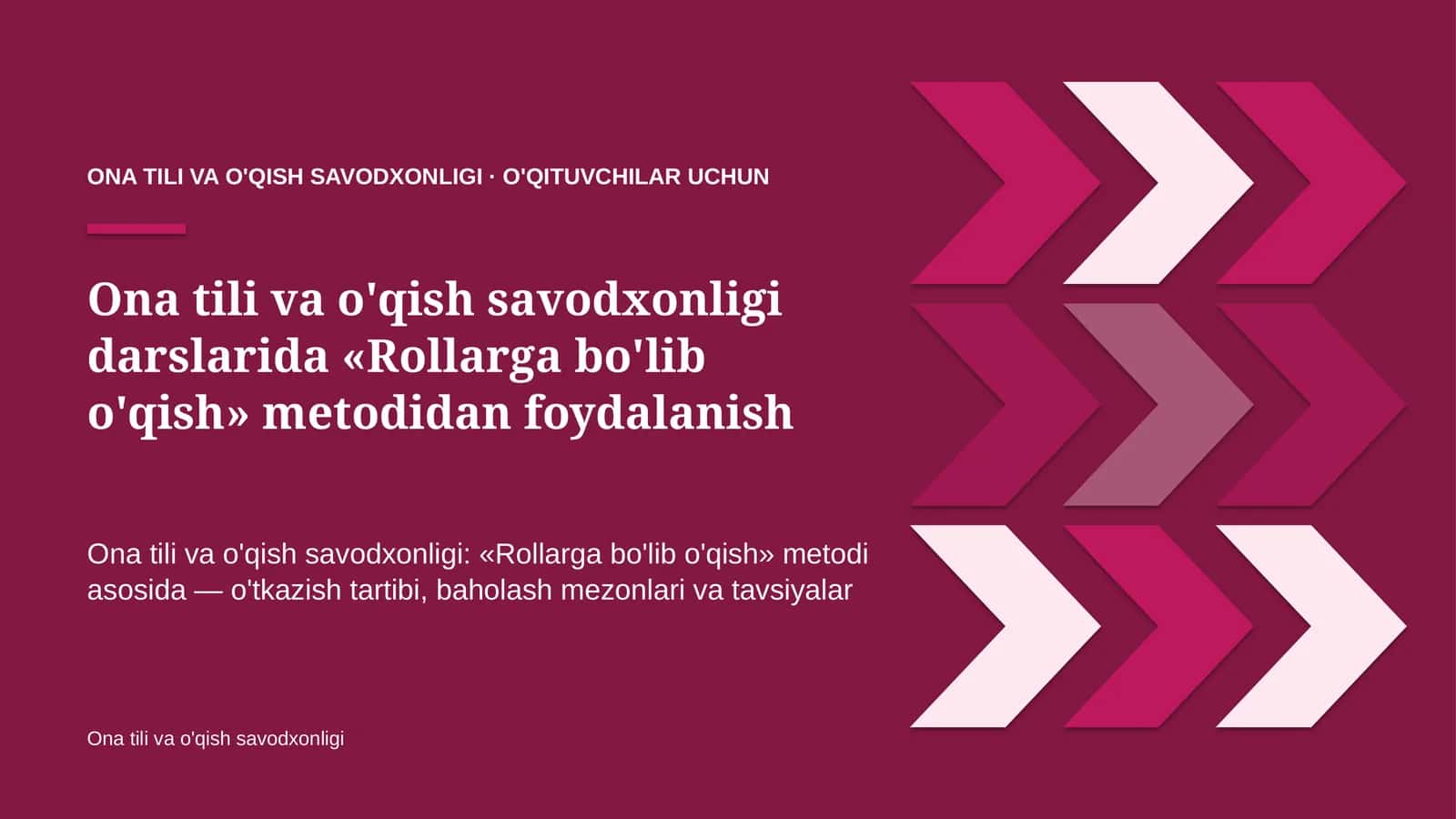 ona tili va o'qish savodxonligi darslarida rollarga bo'lib o'qish metodidan foydalanish 6131