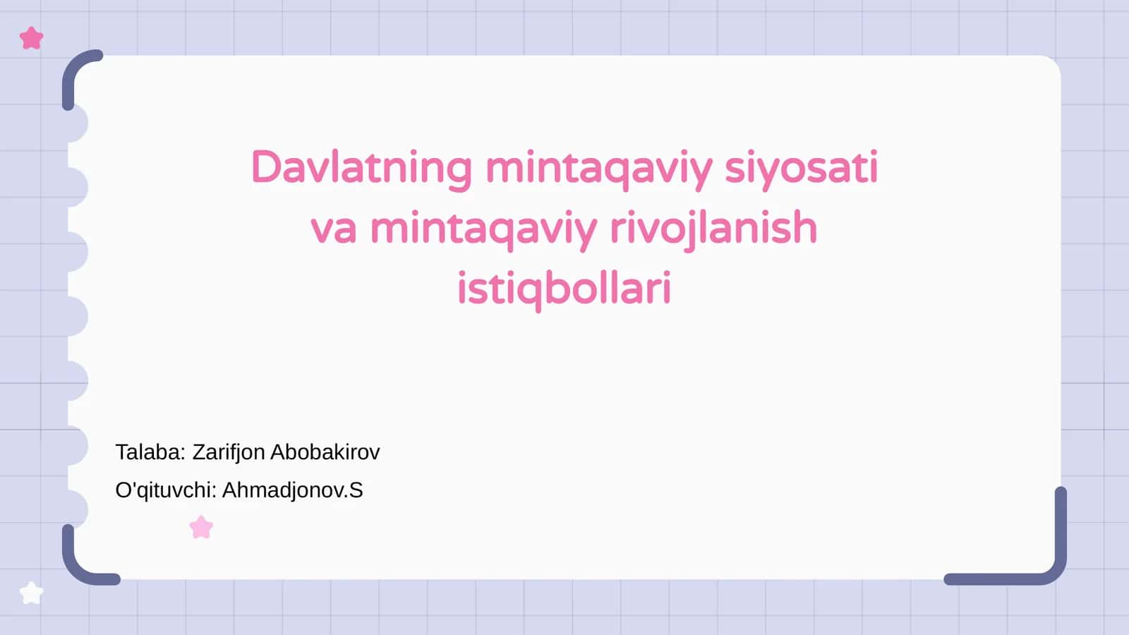 Davlatning mintaqaviy siyosati va mintaqaviy rivojlanish istiqbollari