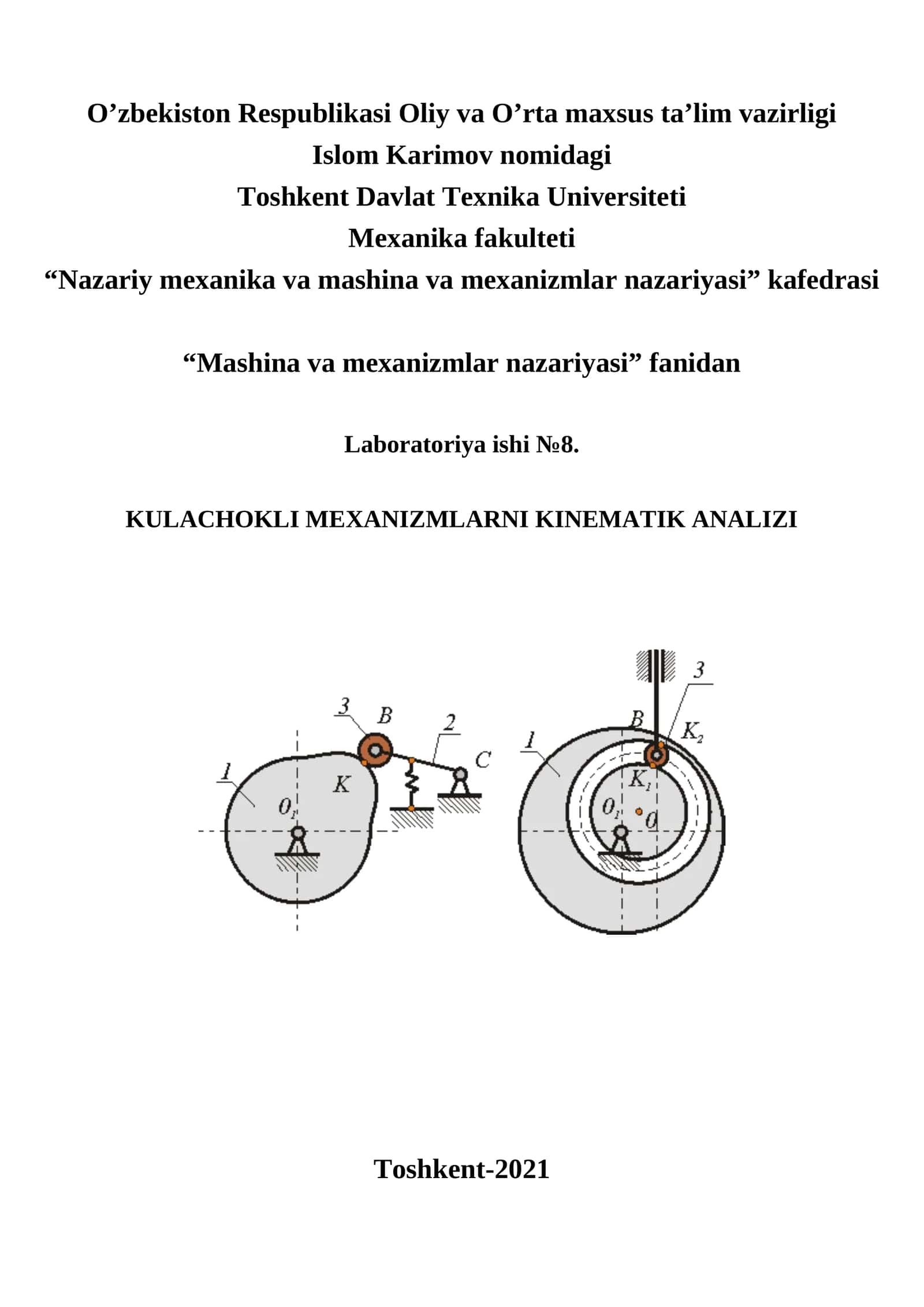 Kulachokli Mexanizmlarni Kinematik Analizi