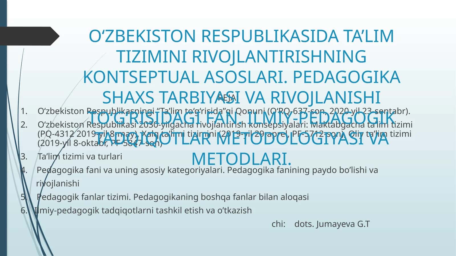 Pedagogika fanlar tizimi