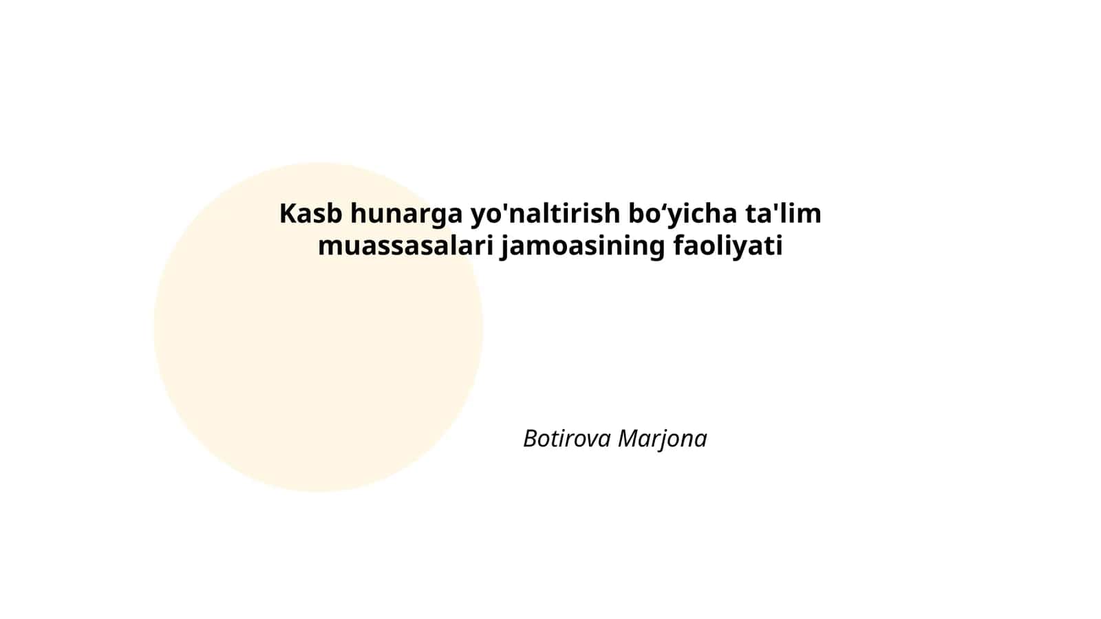 Kasb hunarga yo'naltirish bo‘yicha ta'lim muassasalari jamoasining faoliyati