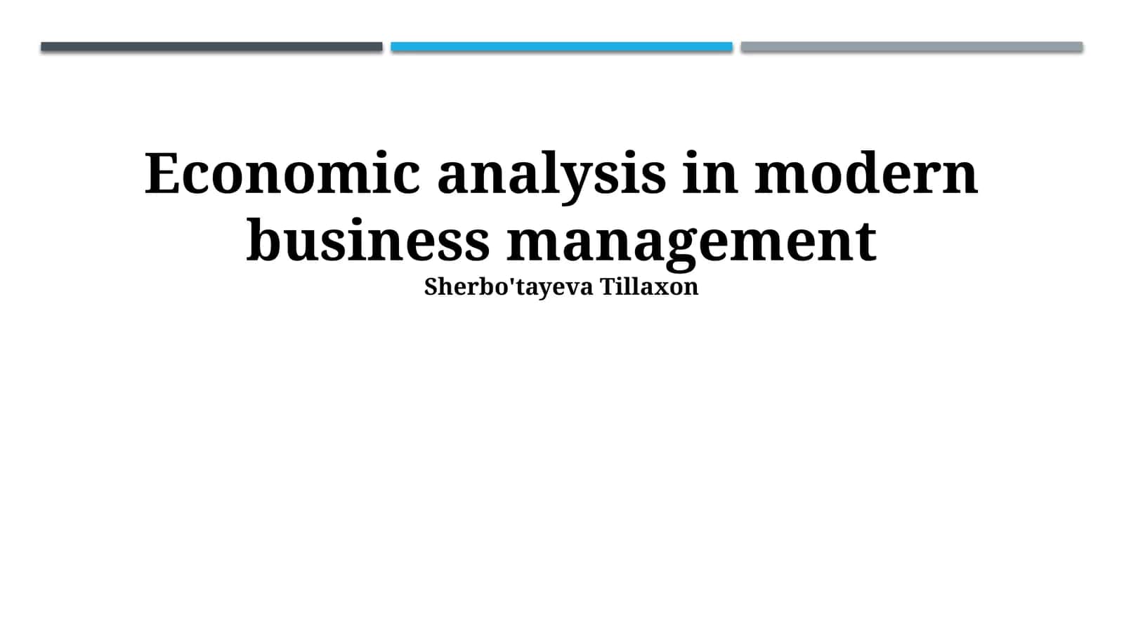 Economic Analysis in Modern Business Management