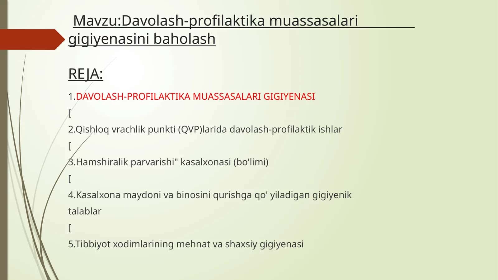 Davolash-profilaktikamuassasalarigigiyenasi