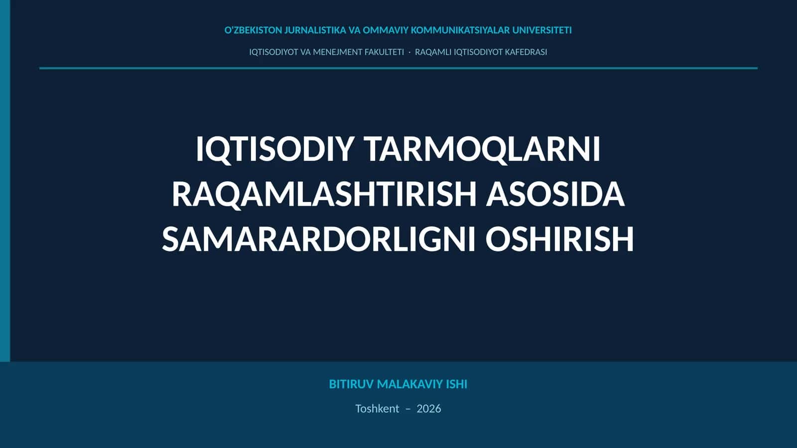 Raqamlashtirish va Samaradorlikning Oshirish
