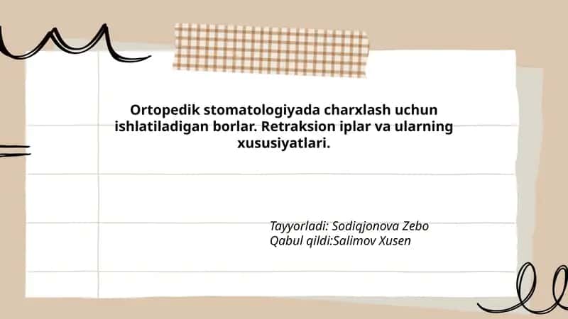 Ortopedik stomatologiyada charxlash uchun ishlatiladigan borlar
