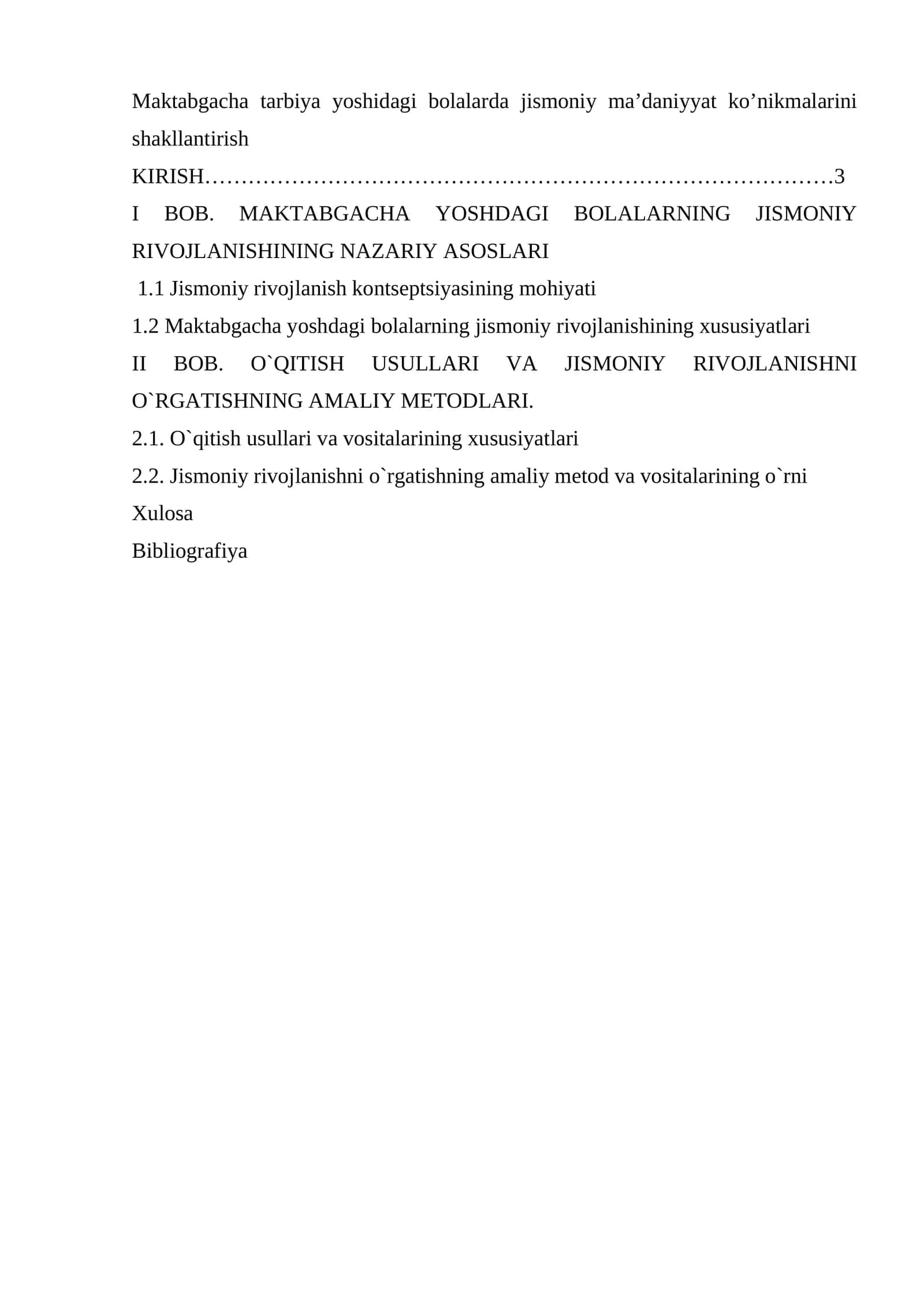 Maktabgacha tarbiya yoshidagi bolalarda jismoniy ma’daniyyat ko’nikmalarini shakllantirish