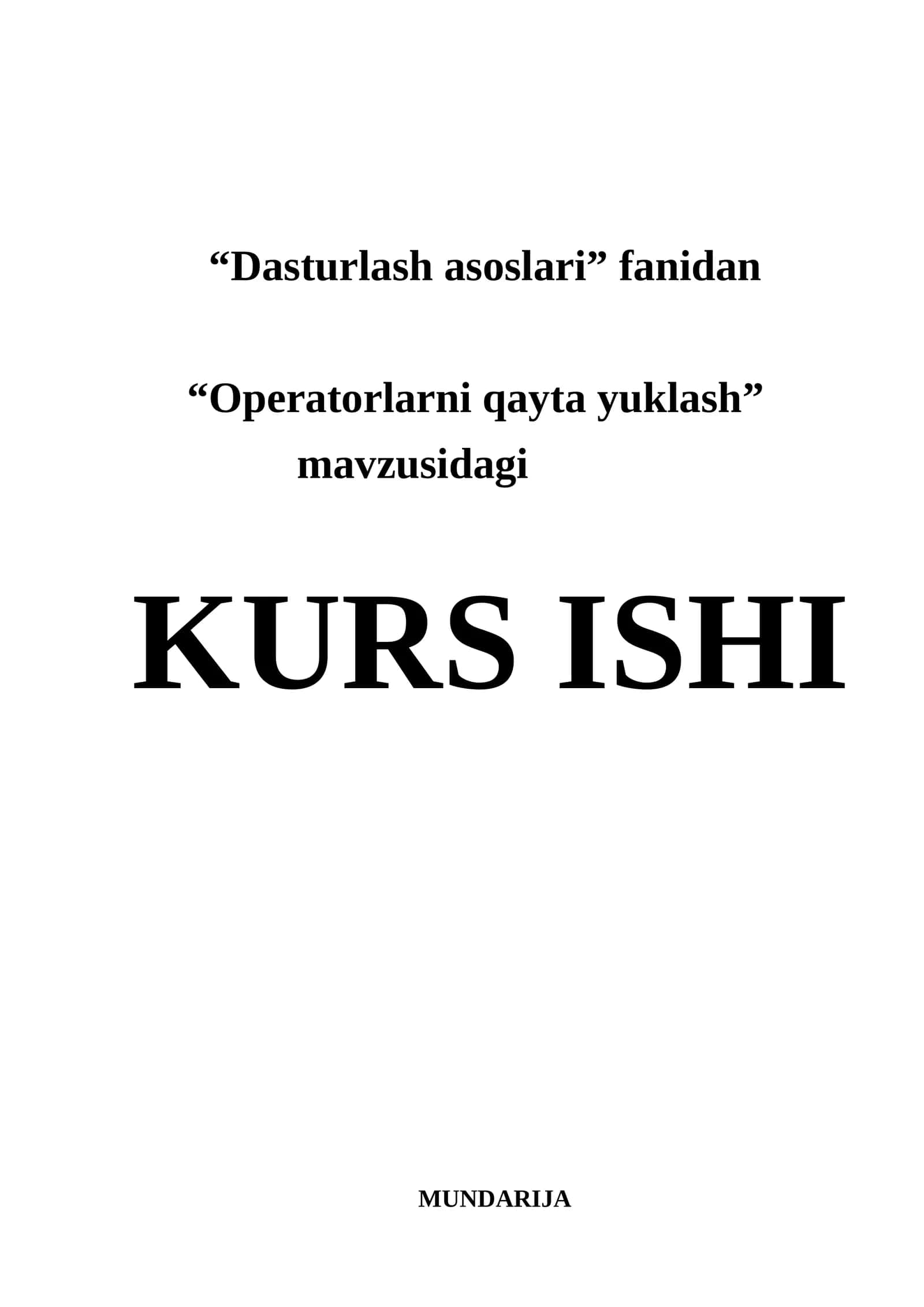 Operatorlarni qayta yuklash