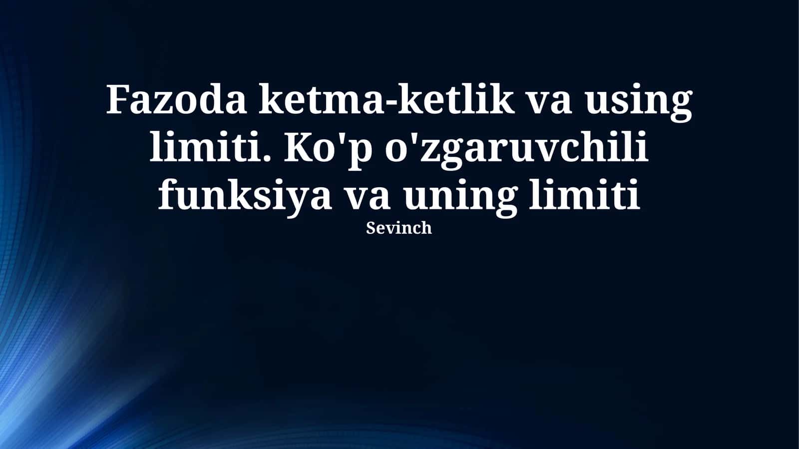 Funksiyaning ketma-ketligi va limiti