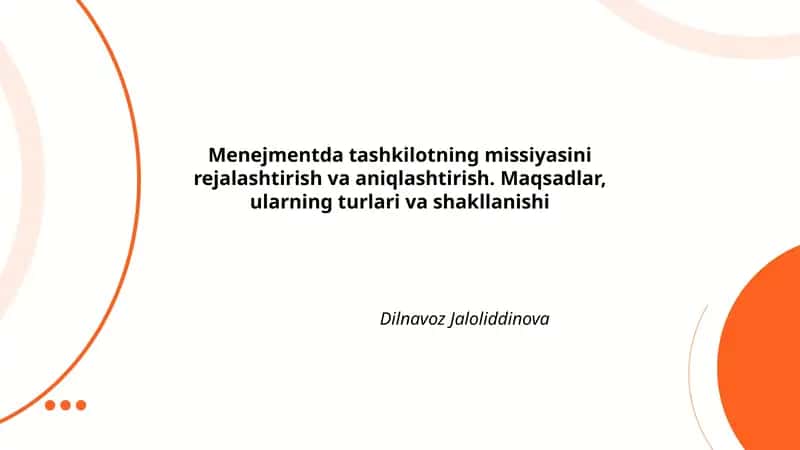 Tashkilotning missiyasini rejalashtirish va aniqlashtirish