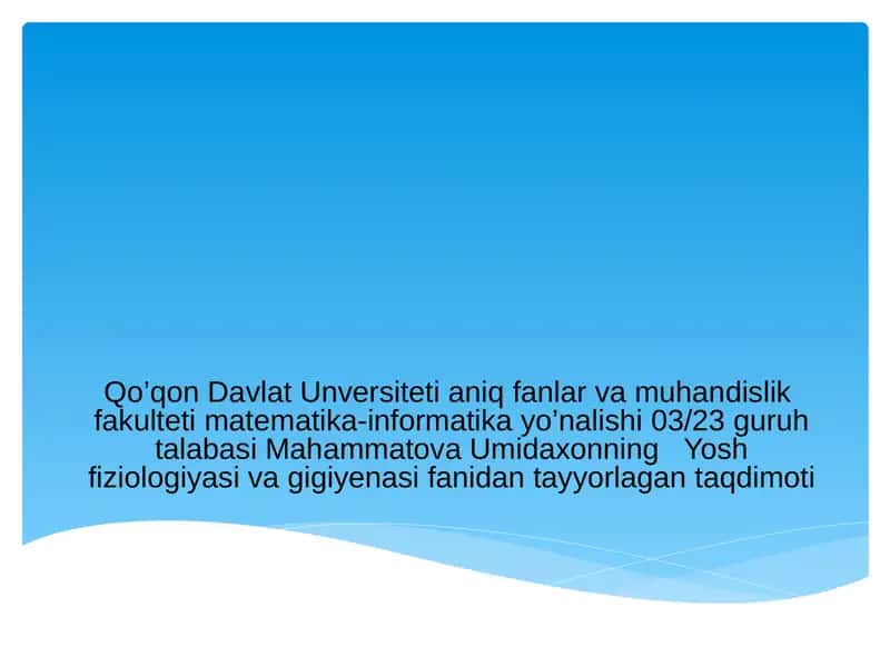 Nafas tizimning yosh xususiyatlari va gigiyenasi