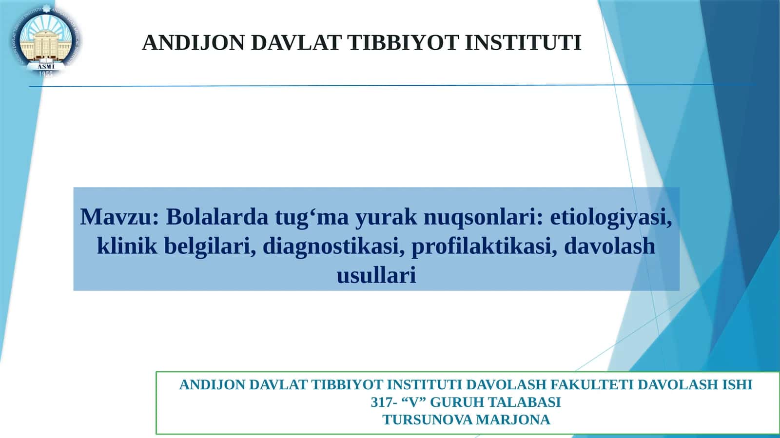 Bolalardatugʻmayuraknuqsonlari:etiologiyasi,klinikbelgilari,diagnostikasi,profilaktikasi,davolashusullari