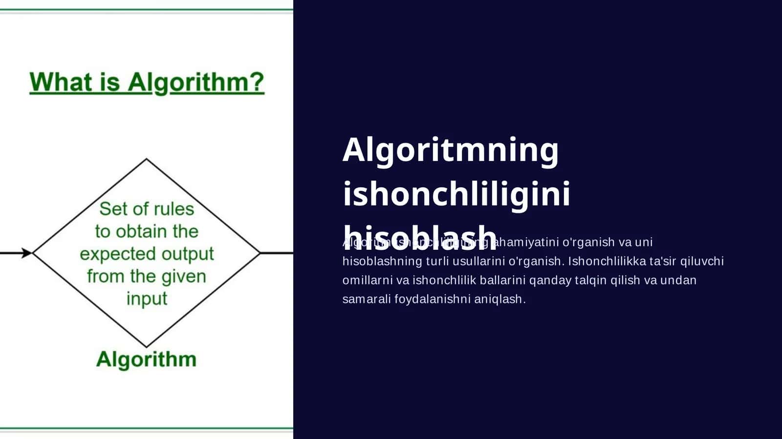 Algoritmning ishonchliligini hisoblash