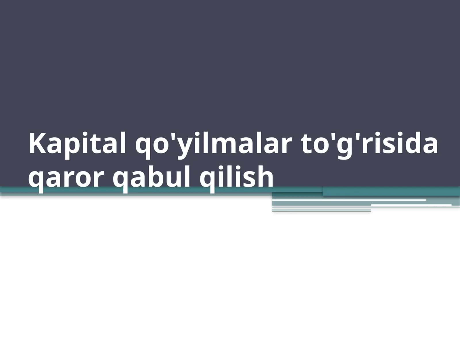 Loyihaning pul oqimlari: birinchi ko'rinish