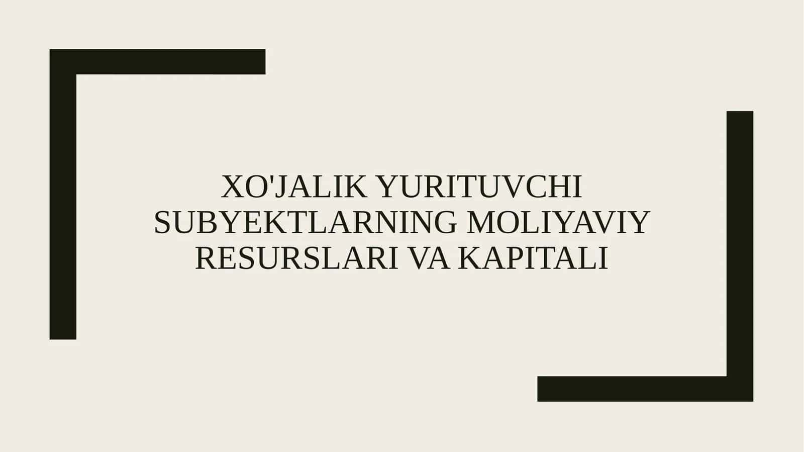 Iqtisodiy resurslar (Moliyaviy resurslar)