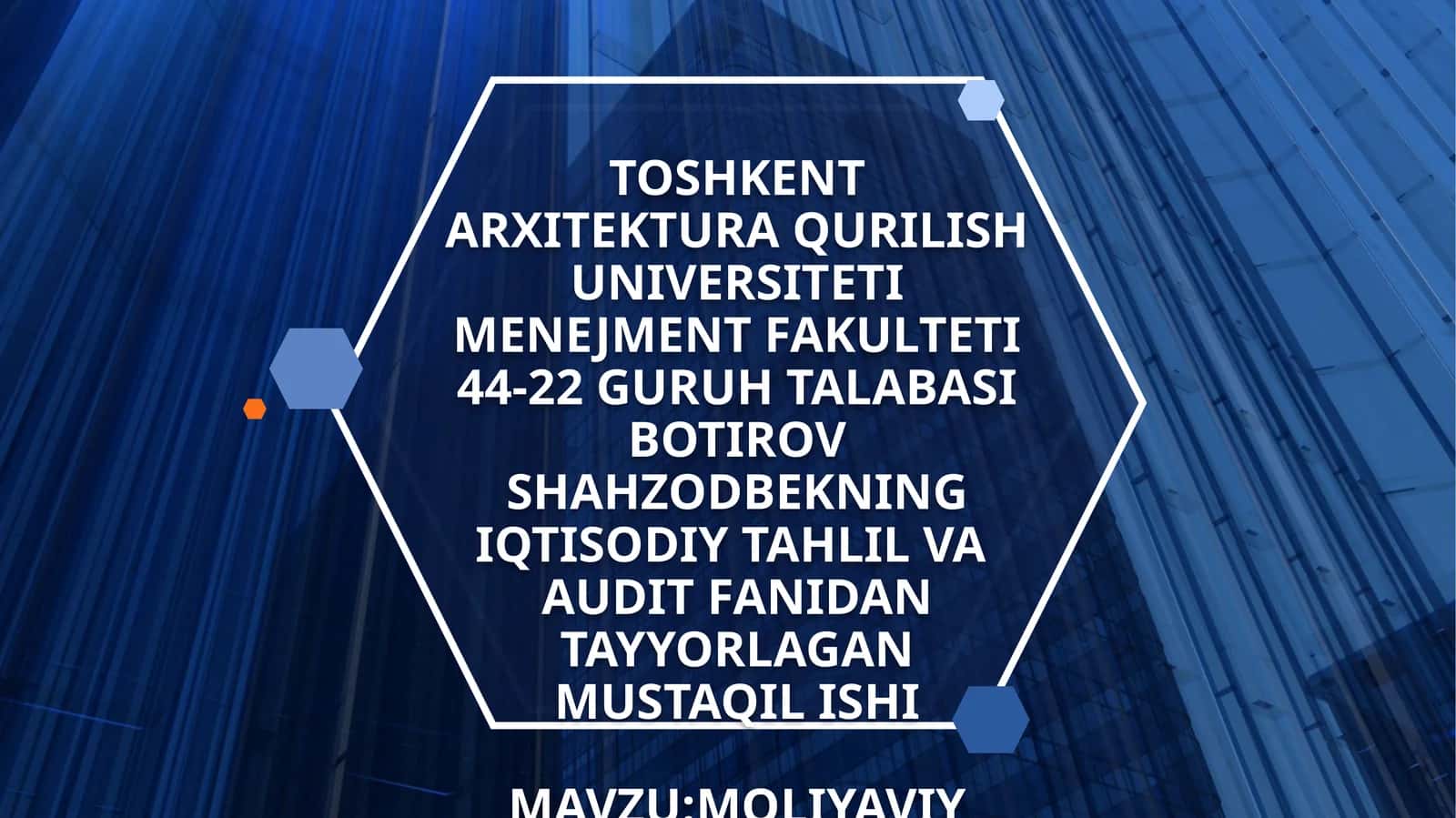MOLIYAVIY BALANSDA AKTIV VA PASSIVLARNI TAHLIL QILISH