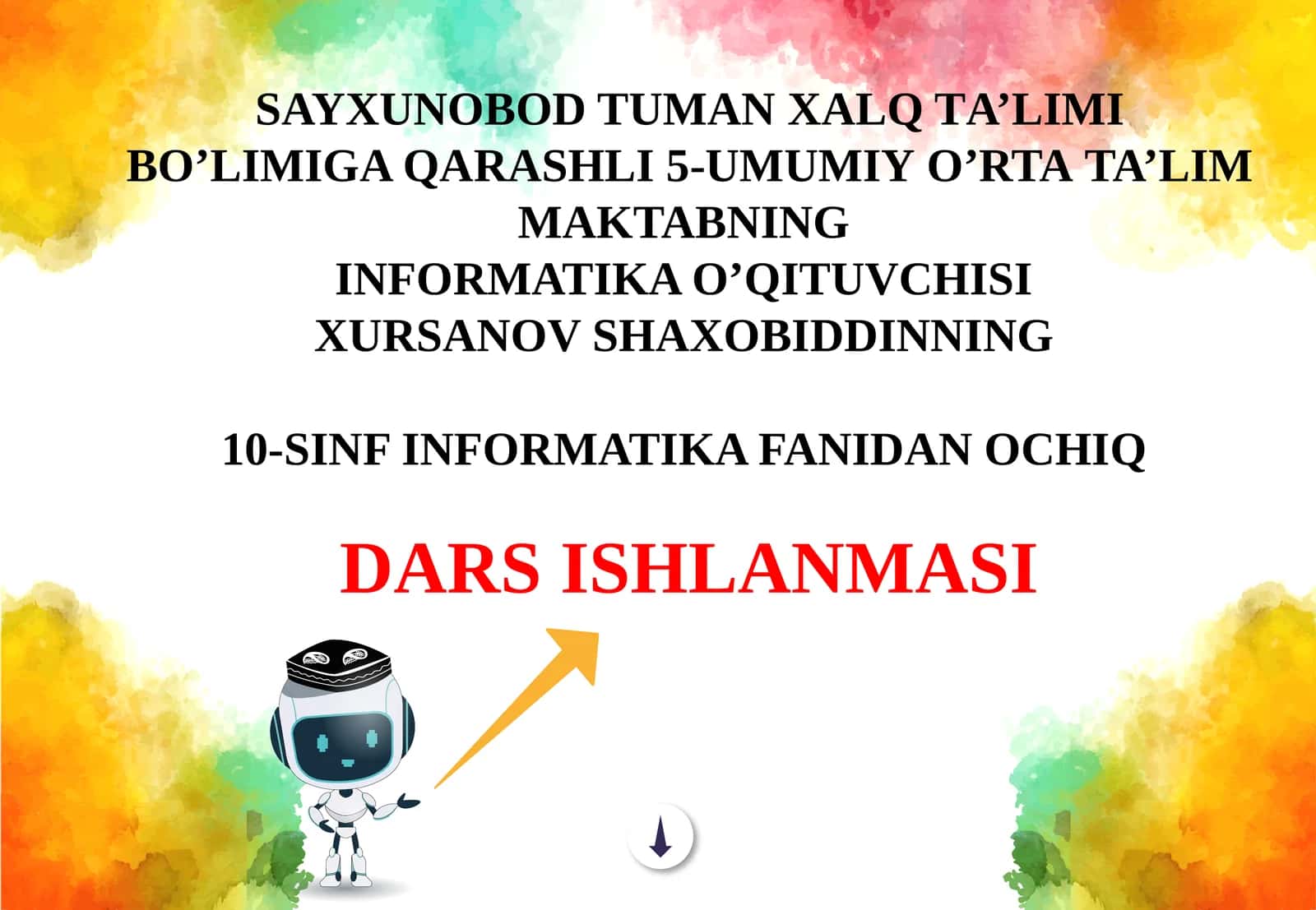 10-sinf Informatika fanidan Timer obyekti va undan foydalanish dars ishlanmasi