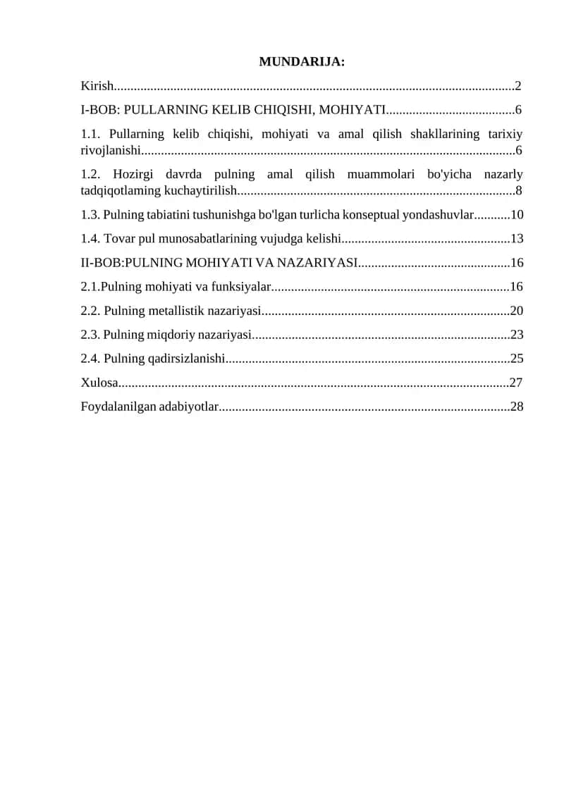Pulning Kelib Chiqishi, Mohiyati