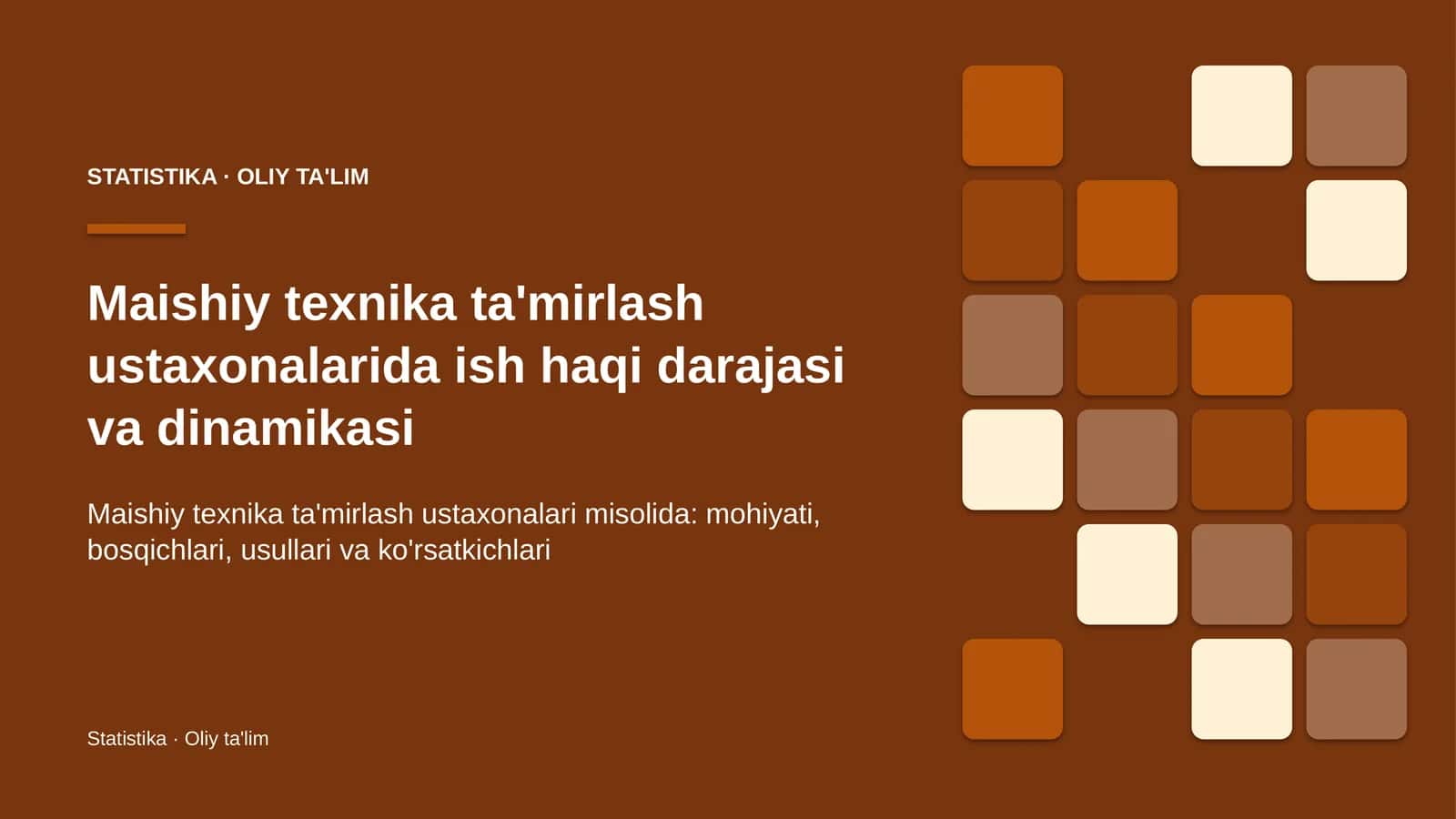 Maishiy texnika ta'mirlash ustaxonalarida ish haqi darajasi va dinamikasi