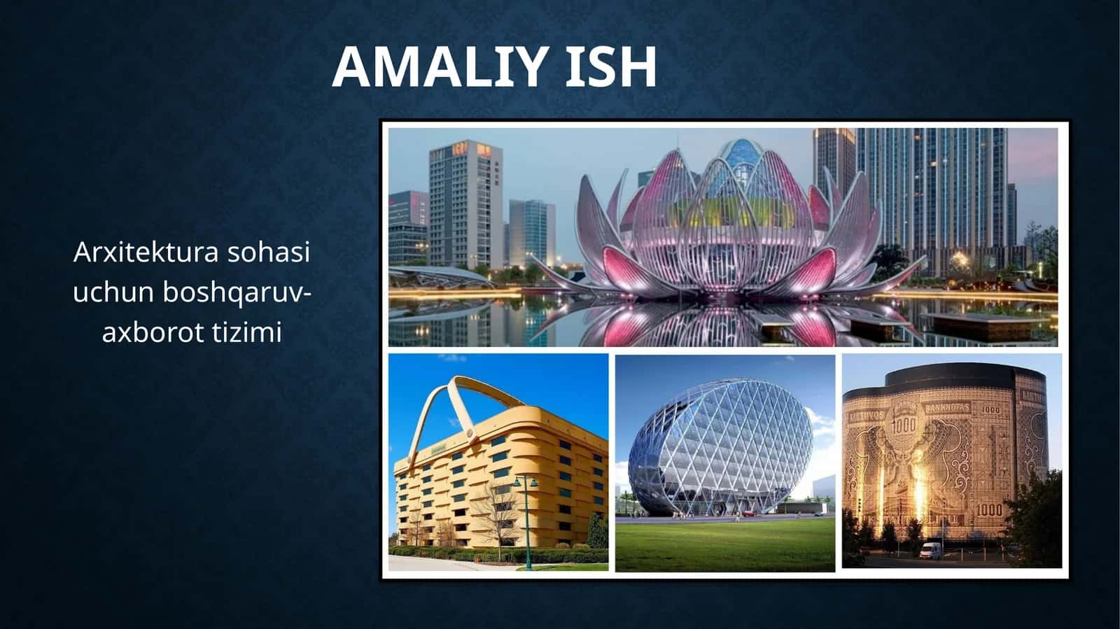 Arxitektura sohasi uchun boshqaruv- axborot tizimi
