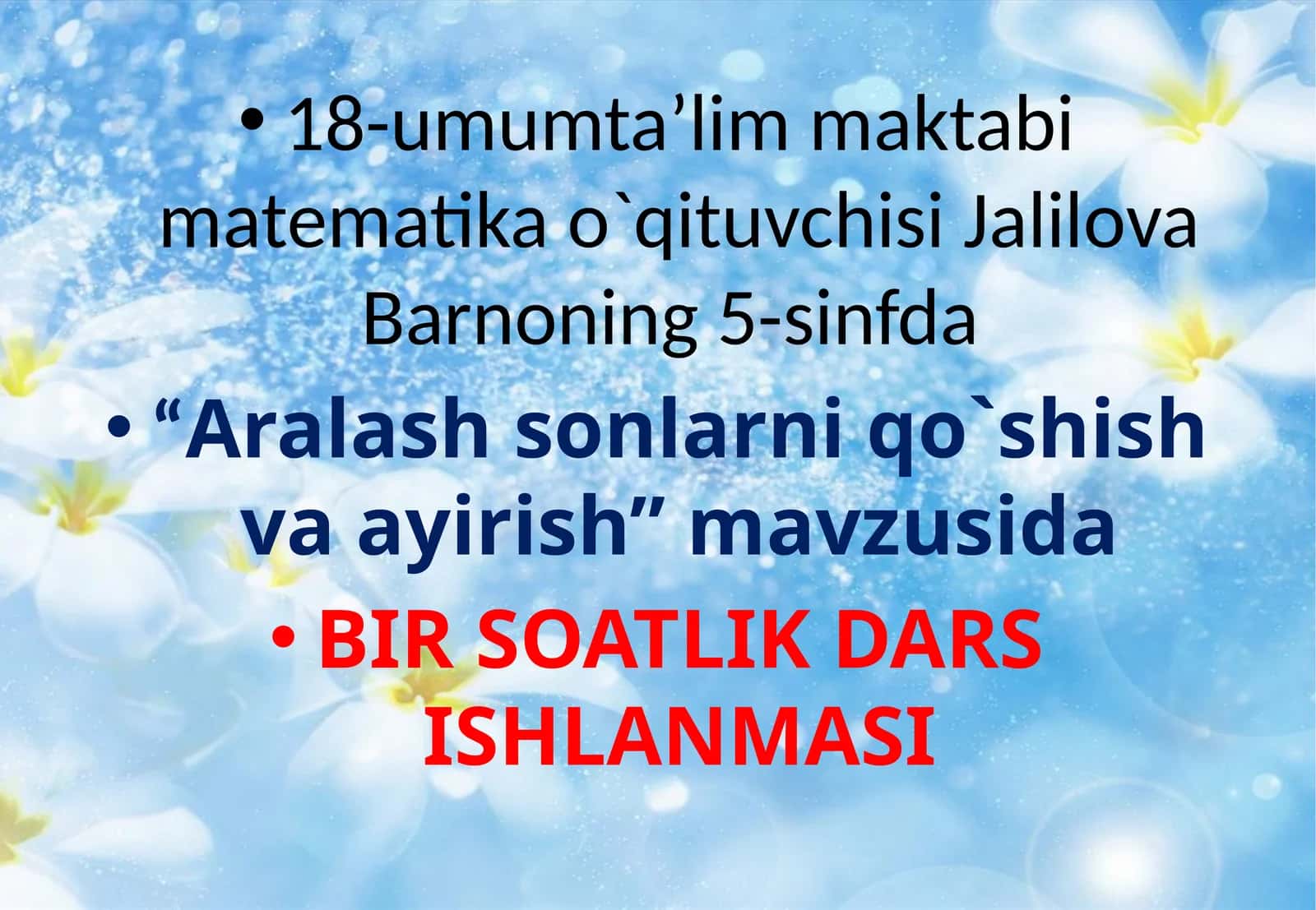 Aralash sonlarni qo`shish va ayirish