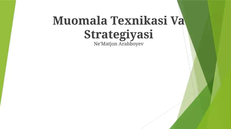 Muomala Texnikasi Va Strategiyasi