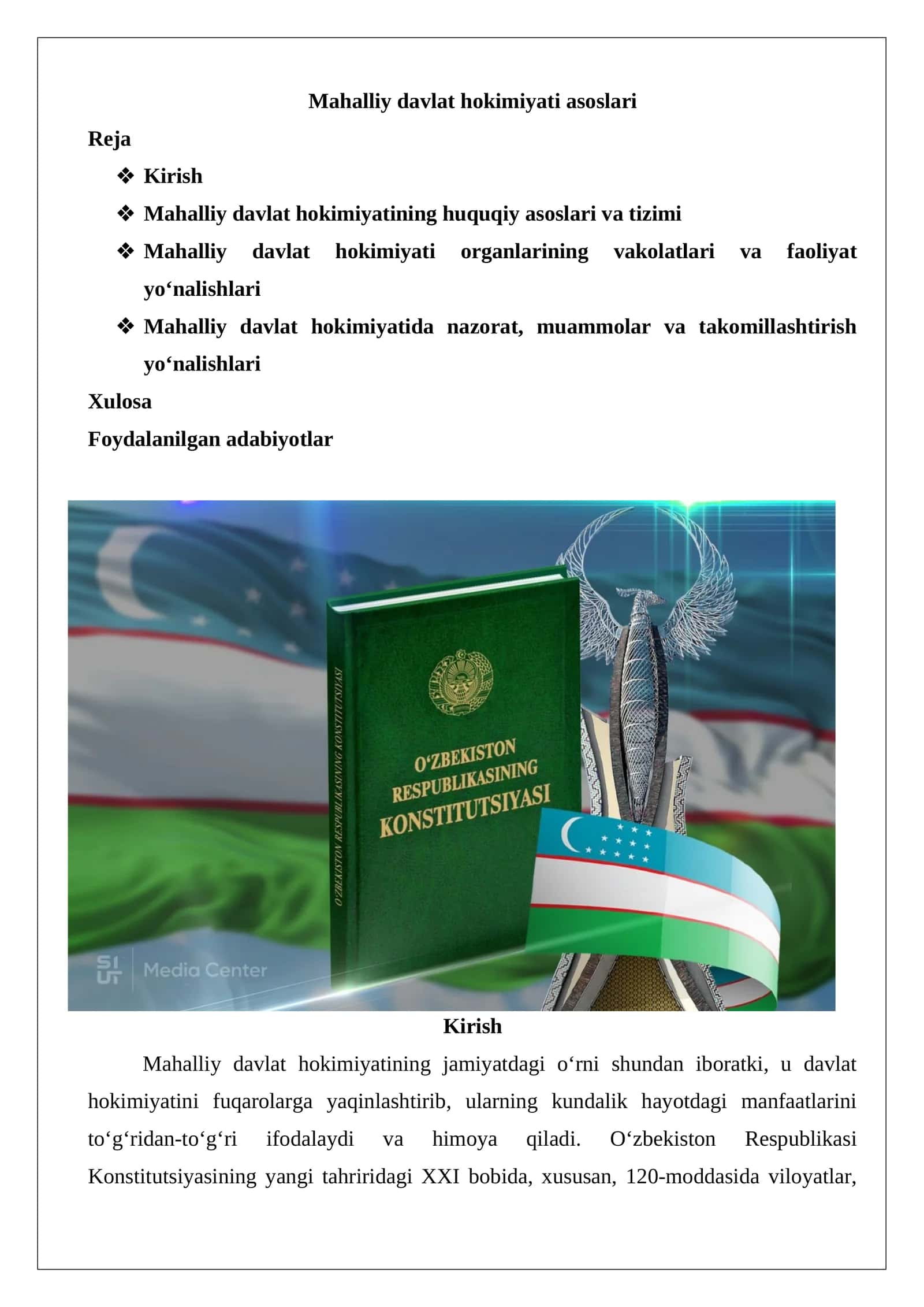 Mahalliy davlat hokimiyati asoslari