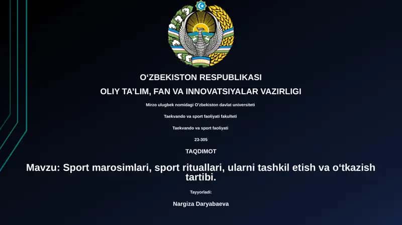 Sport tadbirlari tashkil etish asoslari
