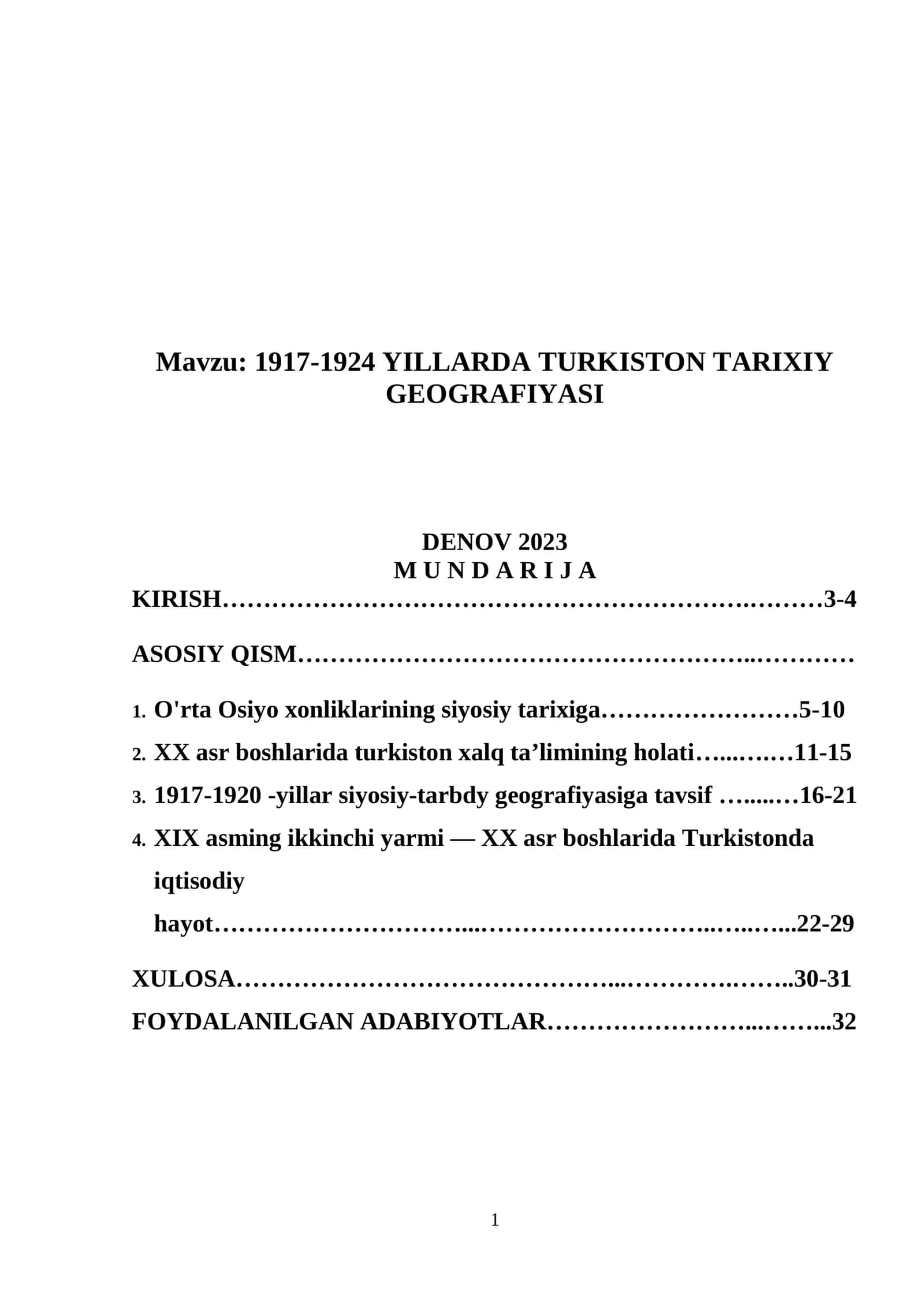 1917-1924 YILLARDA TURKISTON TARIXIY GEOGRAFIYASI