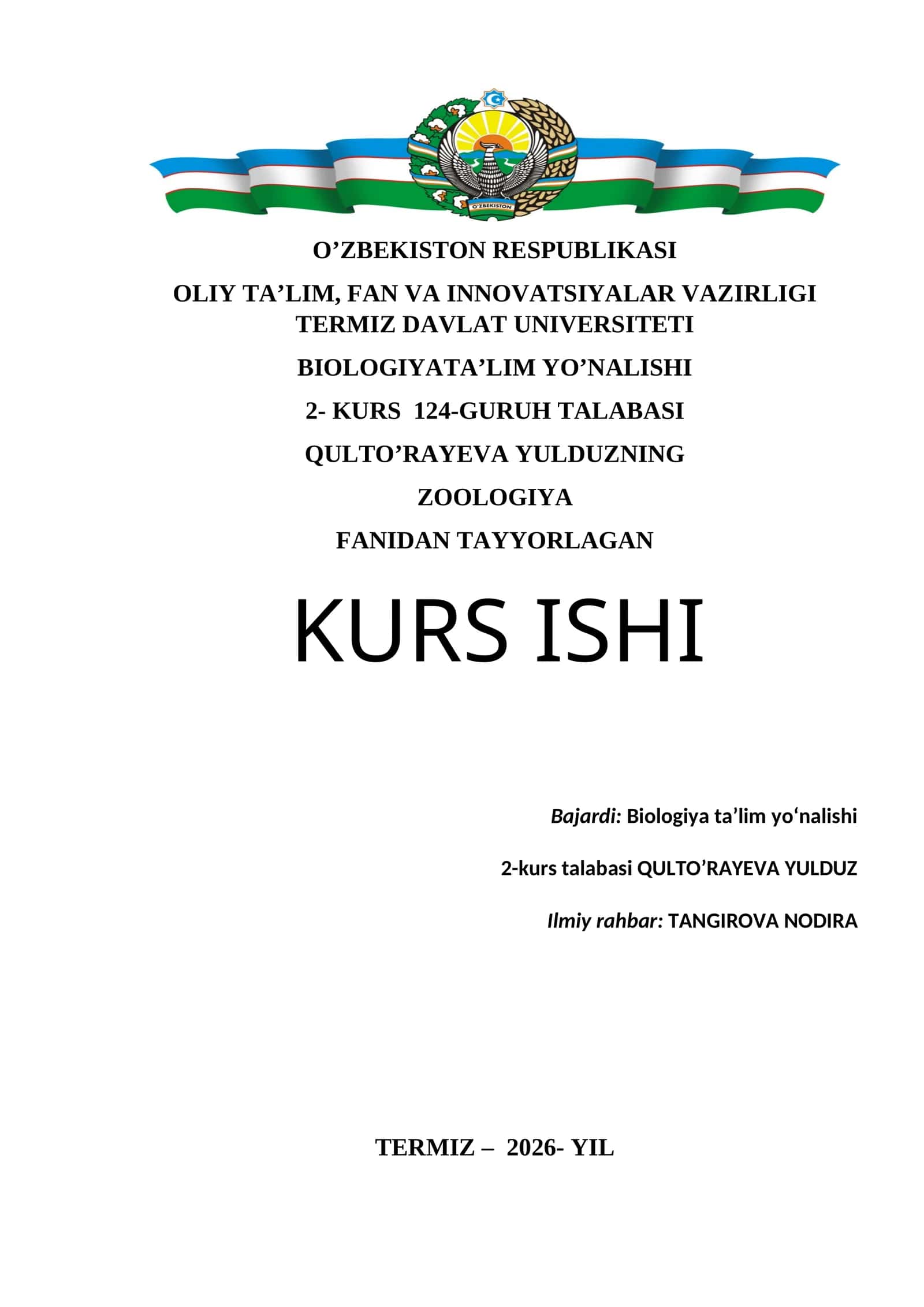 O'ZBEKISTONDA ZAHARLI VA ZAHARSIZ ILONLARNING TARQALISHI