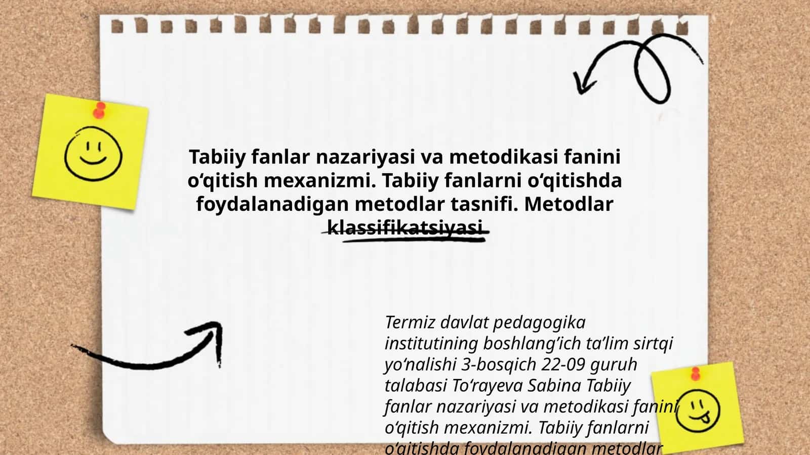 Tabiiy fanlar nazariyasi va metodikasi fanini o‘qitish mexanizmi