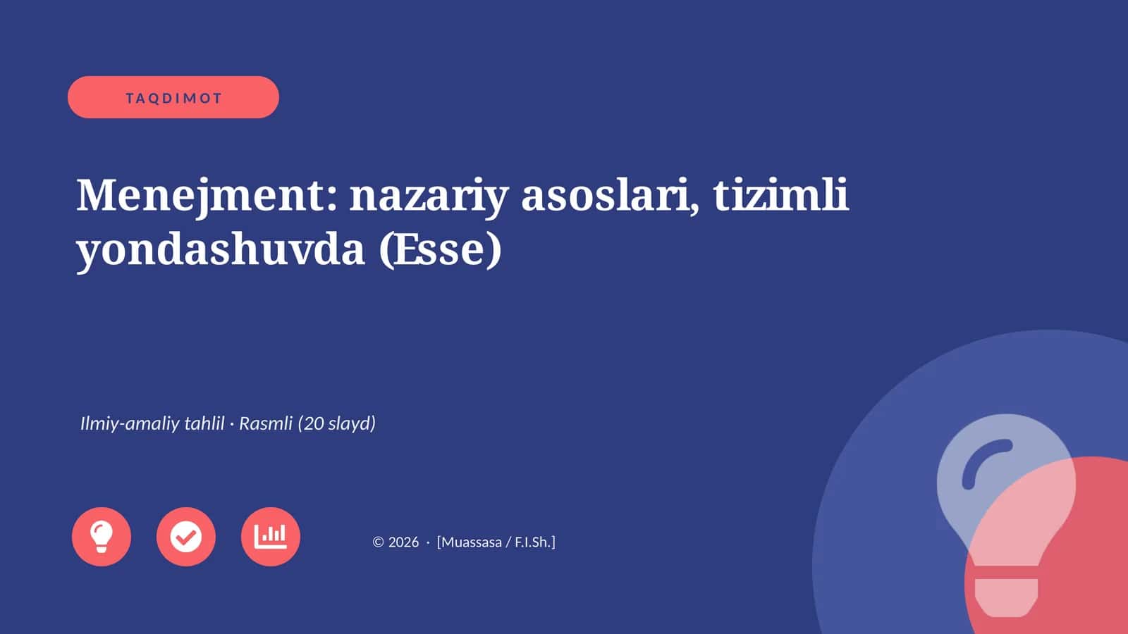 Menejment: nazariy asoslari, tizimli yondashuvda (Esse)