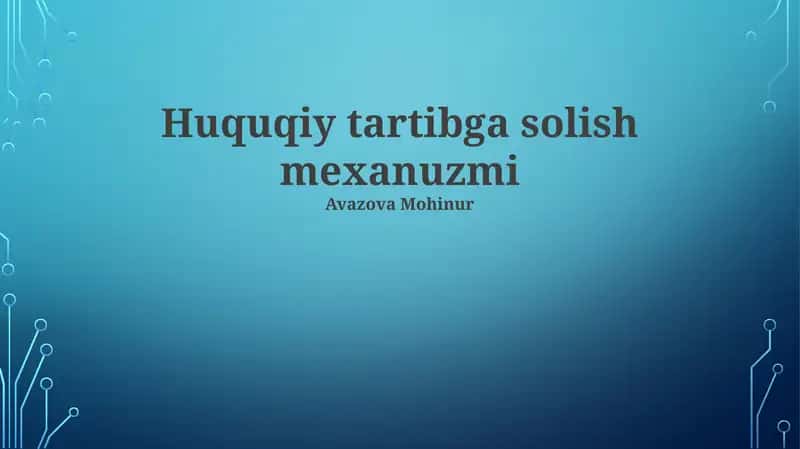Huquqiy tartibga solish mexanuzmi