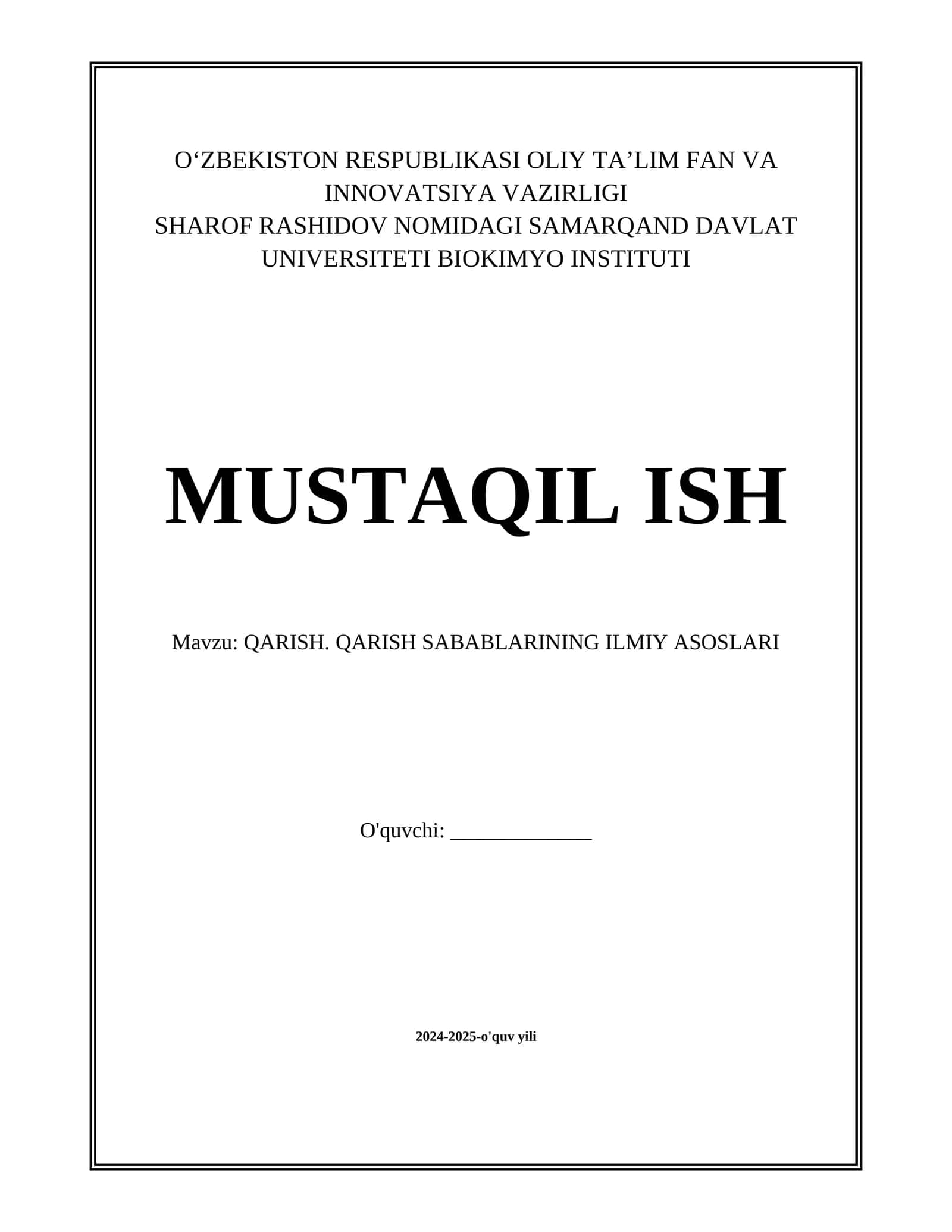 QARISH. QARISH SABABLARINING ILMIY ASOSLARI