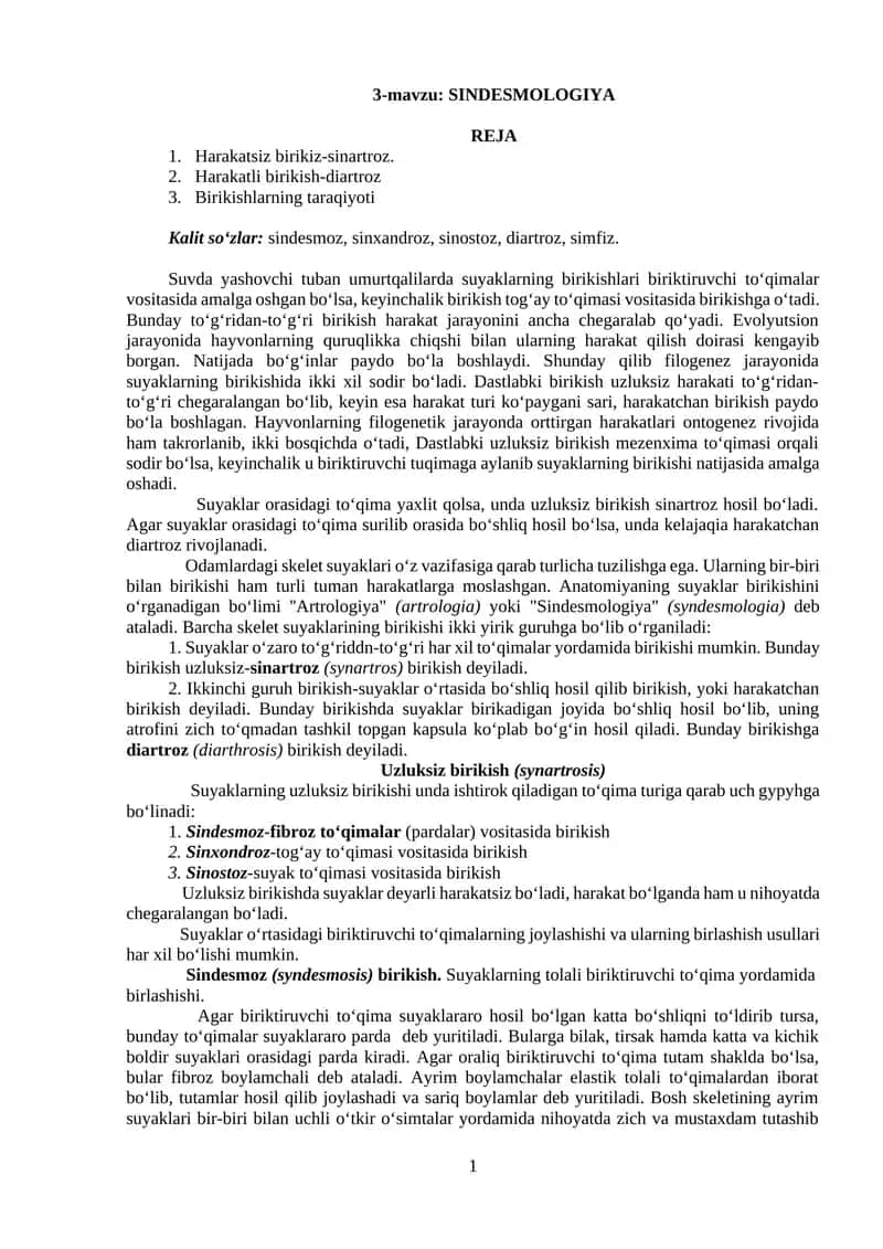 SINDESMOLOGIYA