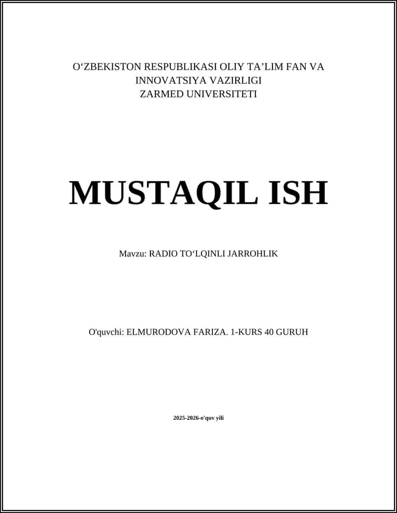 RADIO TOʻLQINLI JARROHLIK