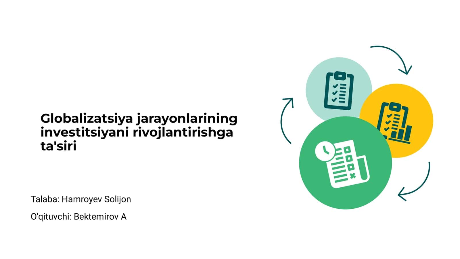 Globalizatsiya jarayonlarining investitsiyani rivojlantirishga ta'siri