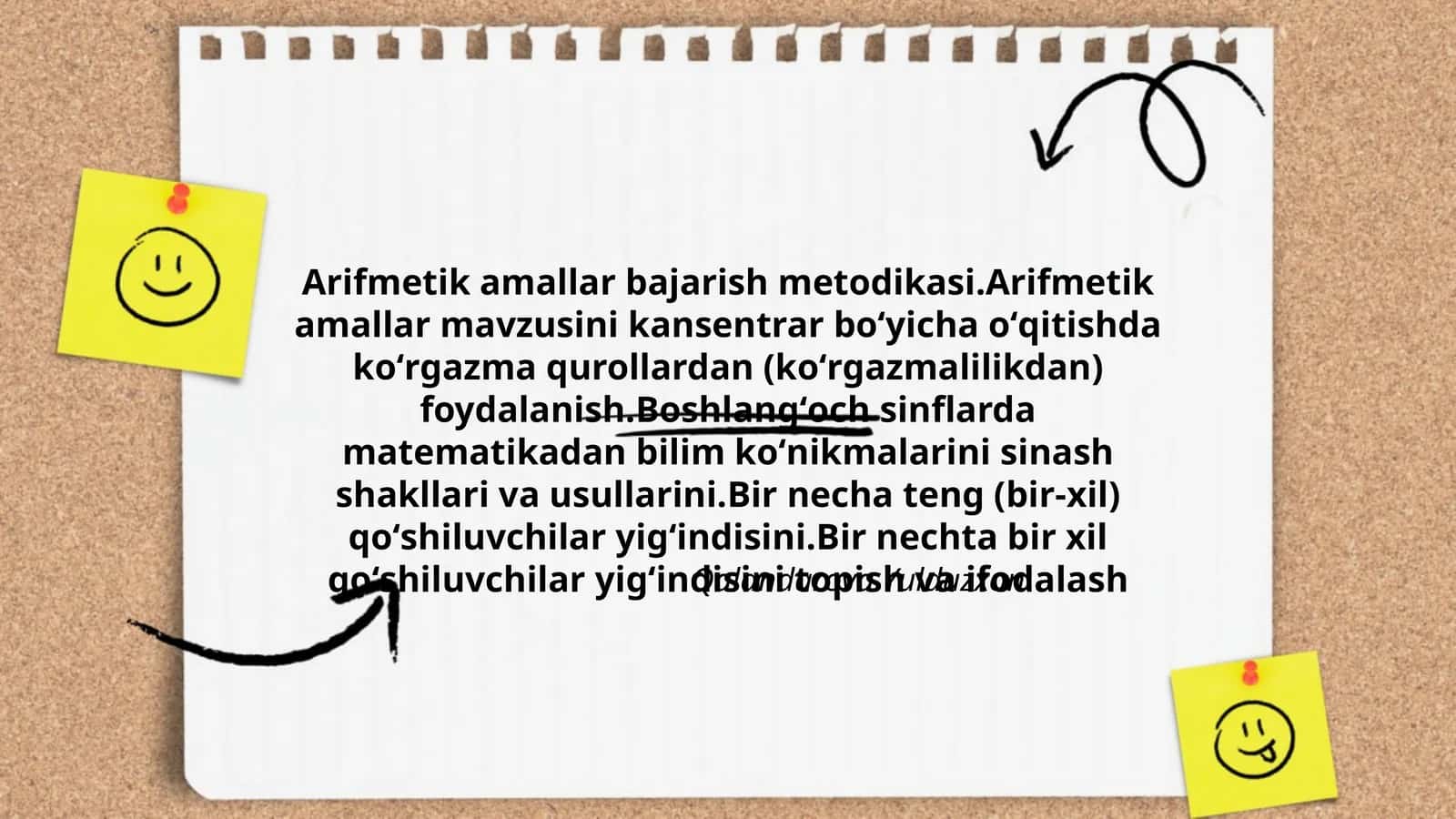 Arifmetik amallar bajarish metodikasi