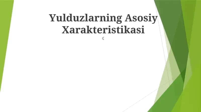 Yulduzlarning Asosiy Xarakteristikasi