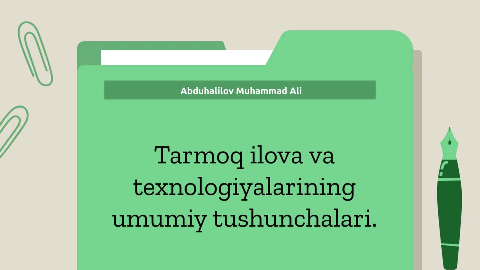 Tarmoq ilova va texnologiyalarining umumiy tushunchalari