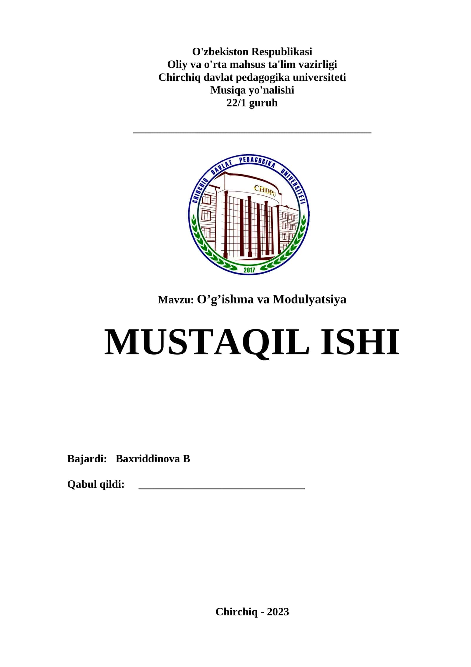 O’g’ishma va Modulyatsiya