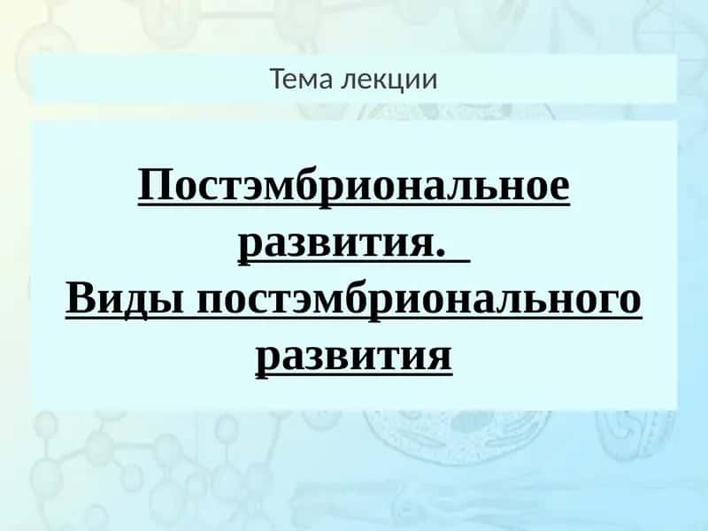 Виды постэмбрионального развития