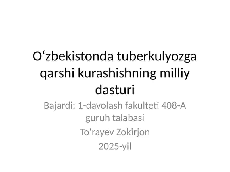 Tuberkulyozga qarshi kurashishning milliy dasturi