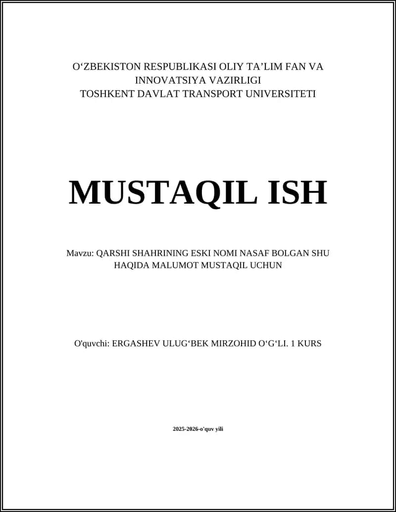 Qarshi shahrining eski nomi Nasaf