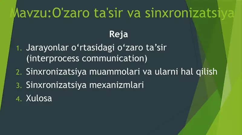 O'zaro ta'sir va sinxronizatsiya
