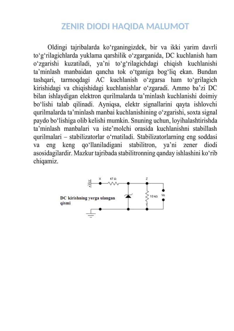 ZENIR DIODI HAQIDA MALUMOT