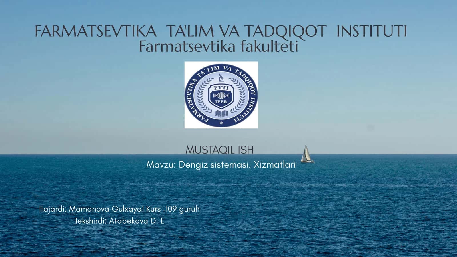 Dengiz sistemasi. Xizmatlari