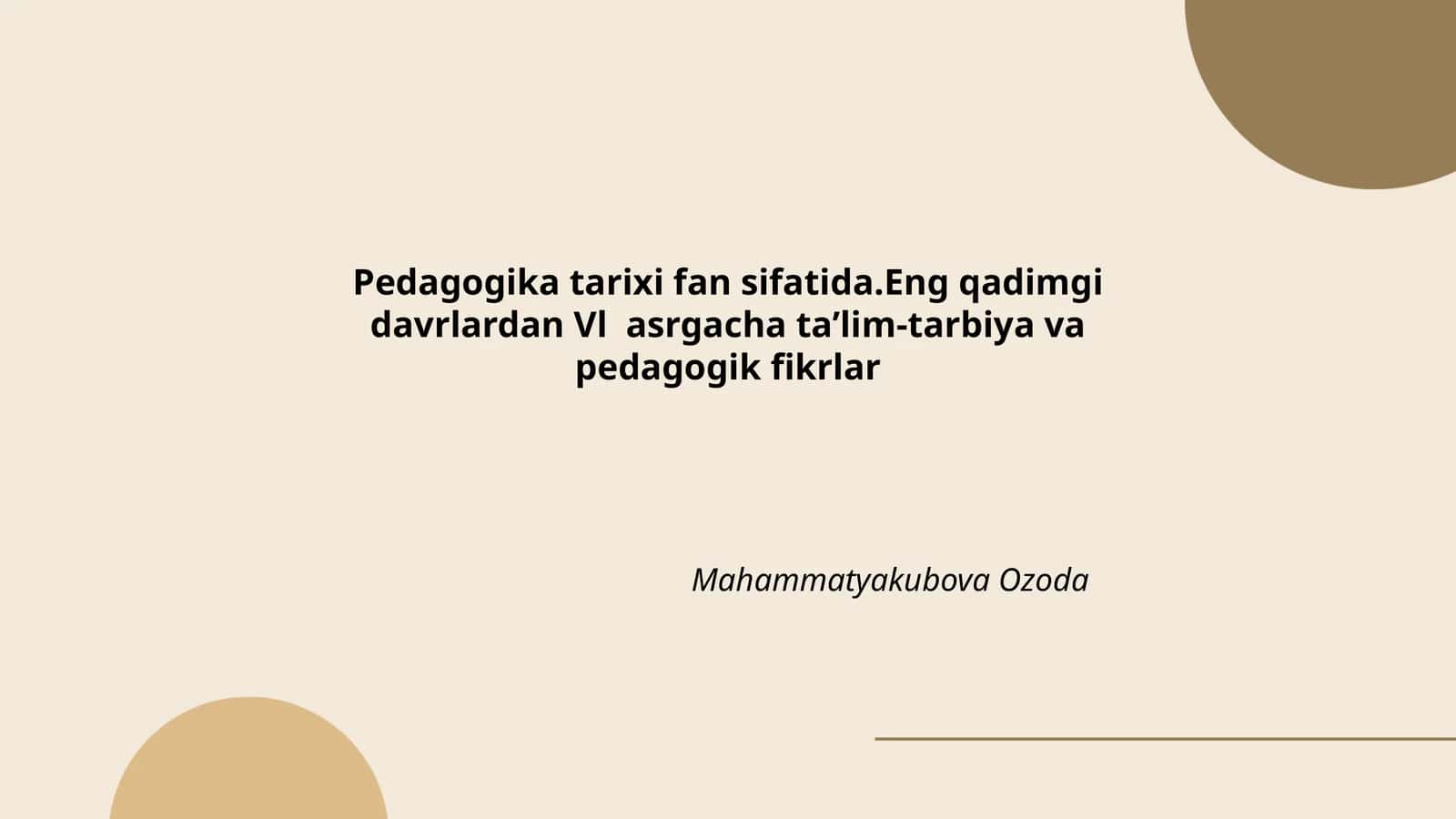 Pedagogika Tarixi Fan Sifatida